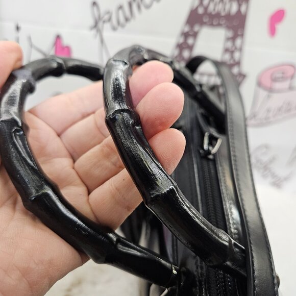 Gucci Black Patent Leather Bamboo Handle 2-Way Bag - Picture 16 of 16